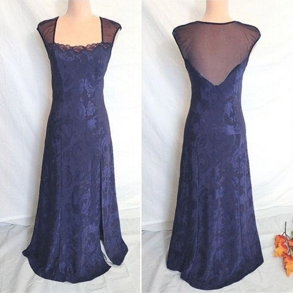 Victoria's Secret Gold Label Vintage Slip Dress Purple Satin High Slit Size S